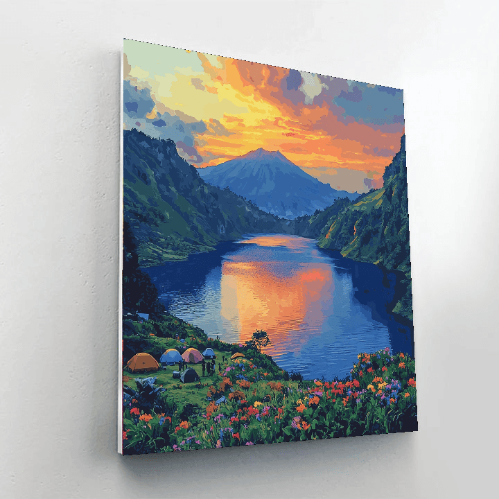 Mount Rinjani Crater Lake - Lombok Numbered Painting Kits