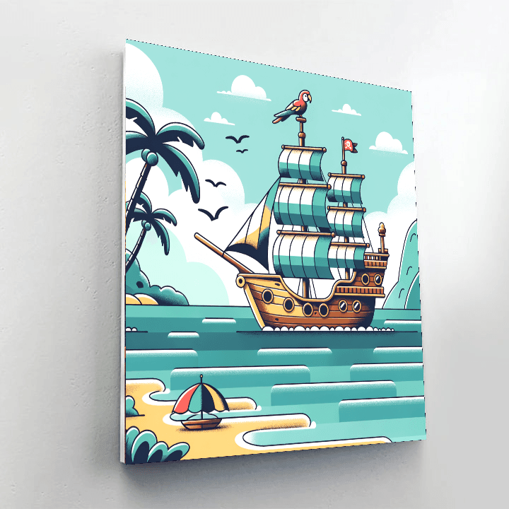Island Pirate Ship Adventure DIY Paint By Numbers