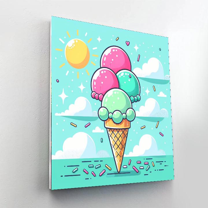Creative Ice Cream Cone Painting By Numbers Kit