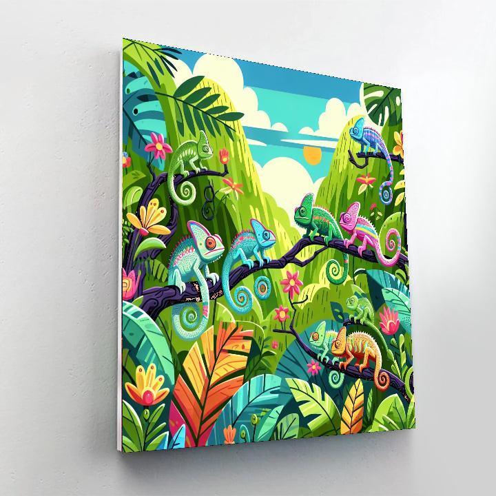 Curious Chameleons Paint By Numbers Art