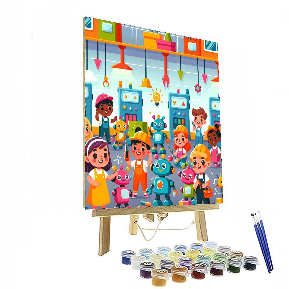 Playful Robot Factory Paint By Numbers Kits