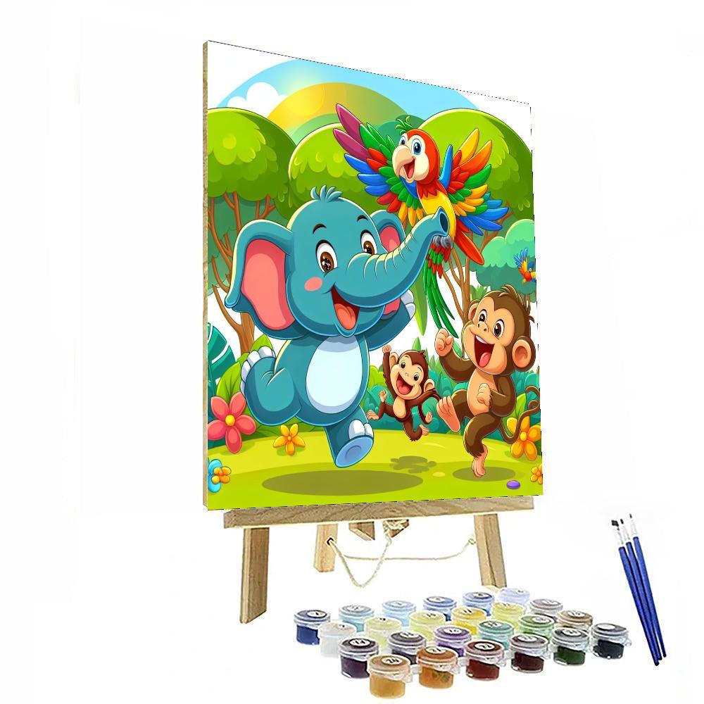 Friendly Jungle Party Paint By Numbers Art