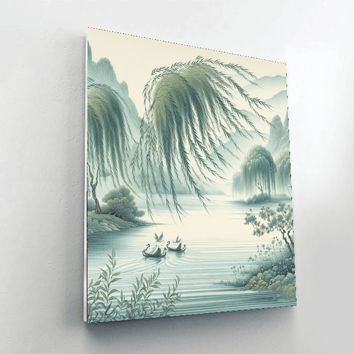Serene Riverside Retreat Number Painting