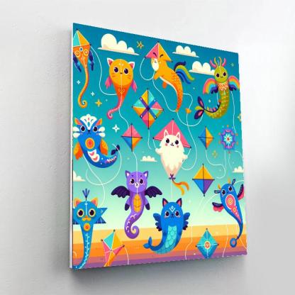 Colorful Kite Creatures Number Painting