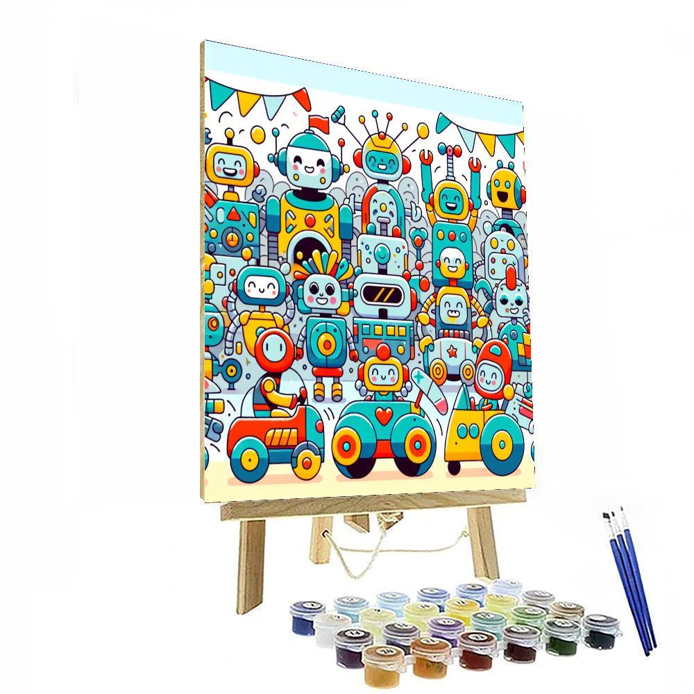 Energetic Robot Rally Paint By Numbers Kits