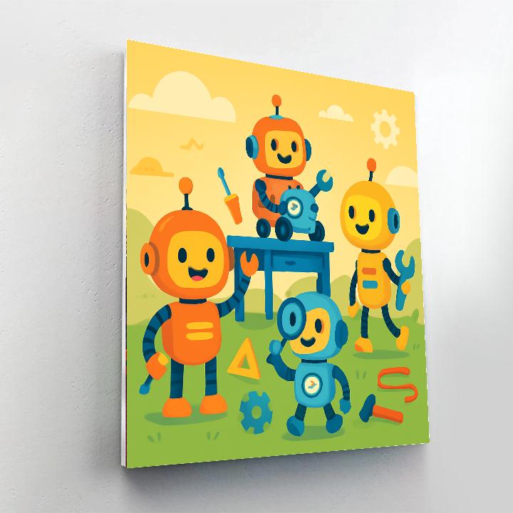 Adventurous Robot Crew DIY Paint By Numbers