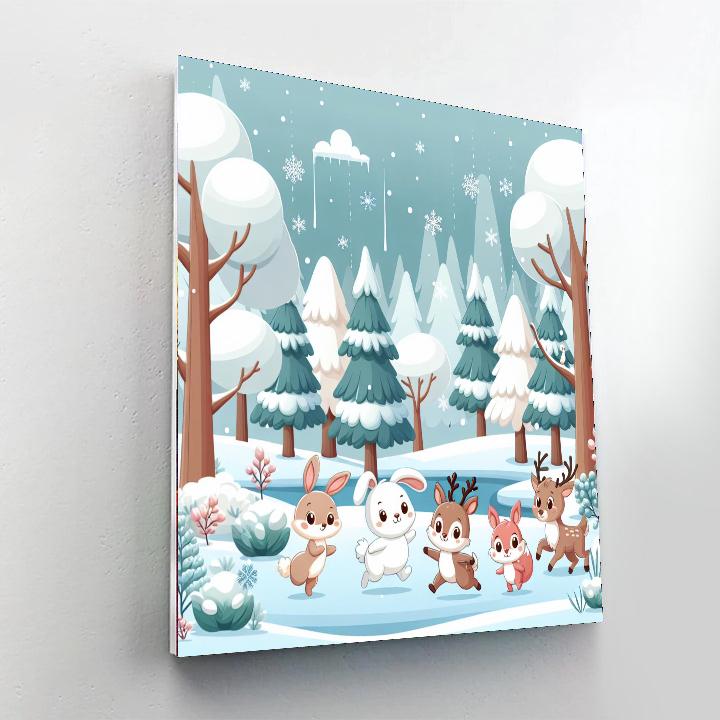 Winter Woodland Number Painting