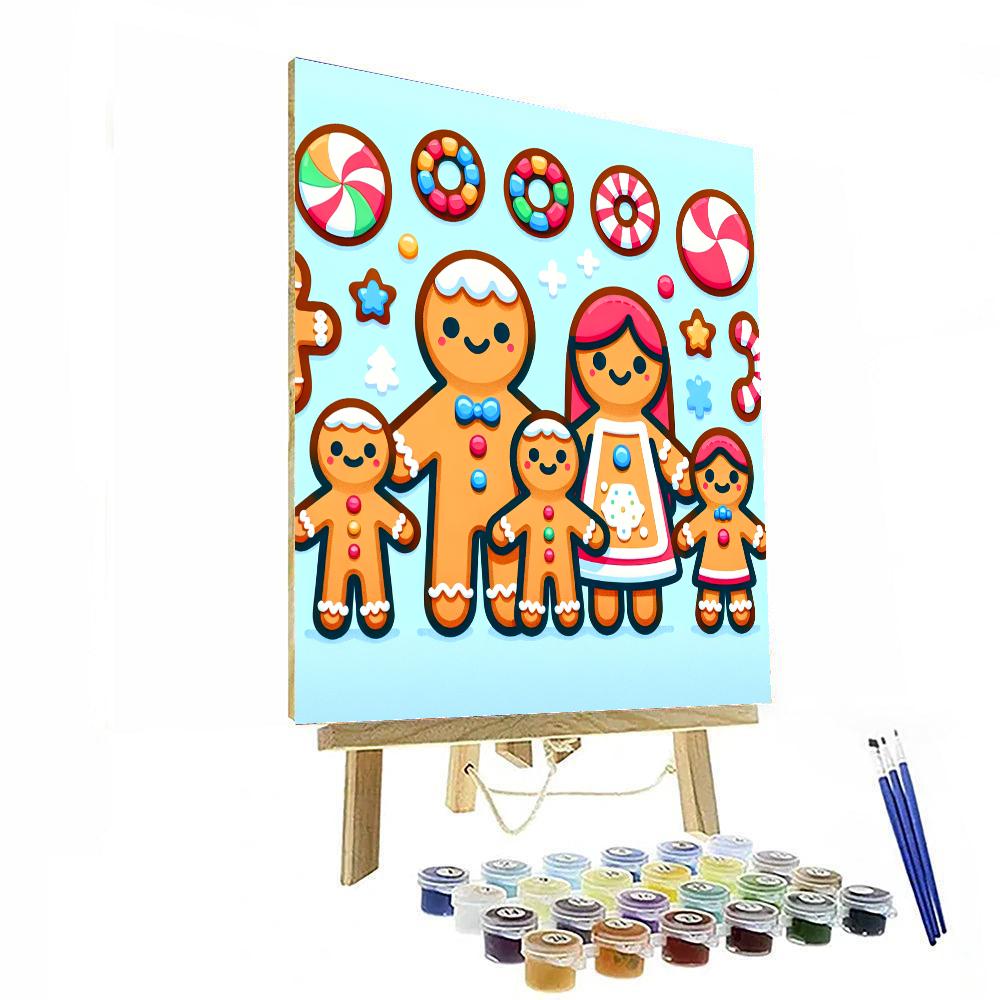 Jolly Gingerbread Family Number Painting