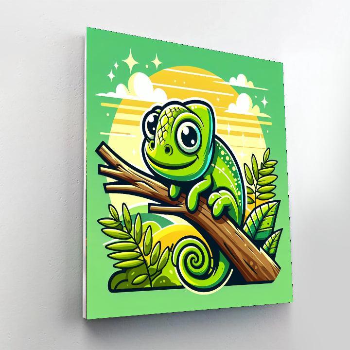 Cute Chameleon Paint By Color