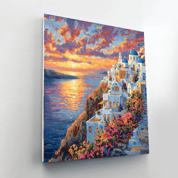 Santorini's Oia Painting By Numbers Kit