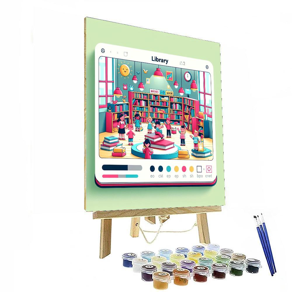 Lively Library Adventure Paint By Numbers Art