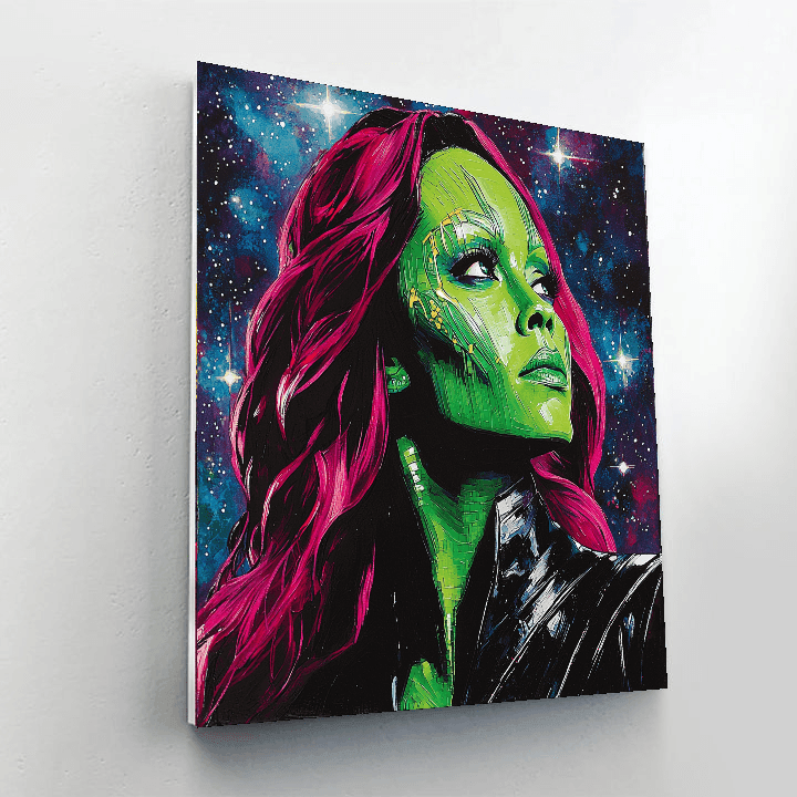 Zoe Saldana: Star-dusted Green Galaxies Painting Number Kit