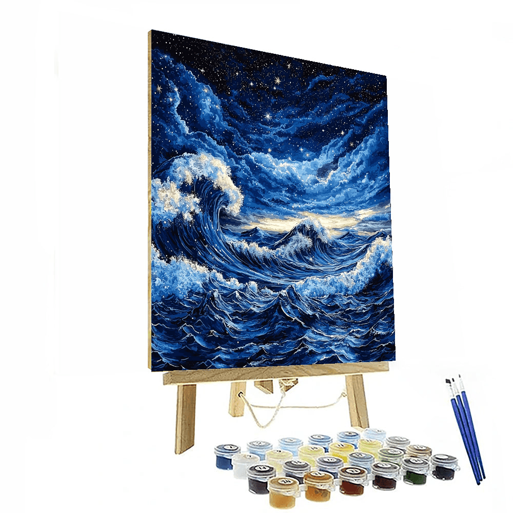 Katsushika Hokusai Inspired Hokusai's Galactic Waves  Paint By Numbers Kits
