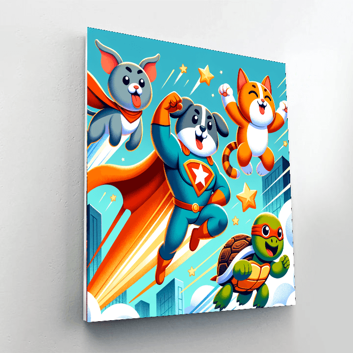 Dynamic Superhero Animals Painting By Numbers Kit