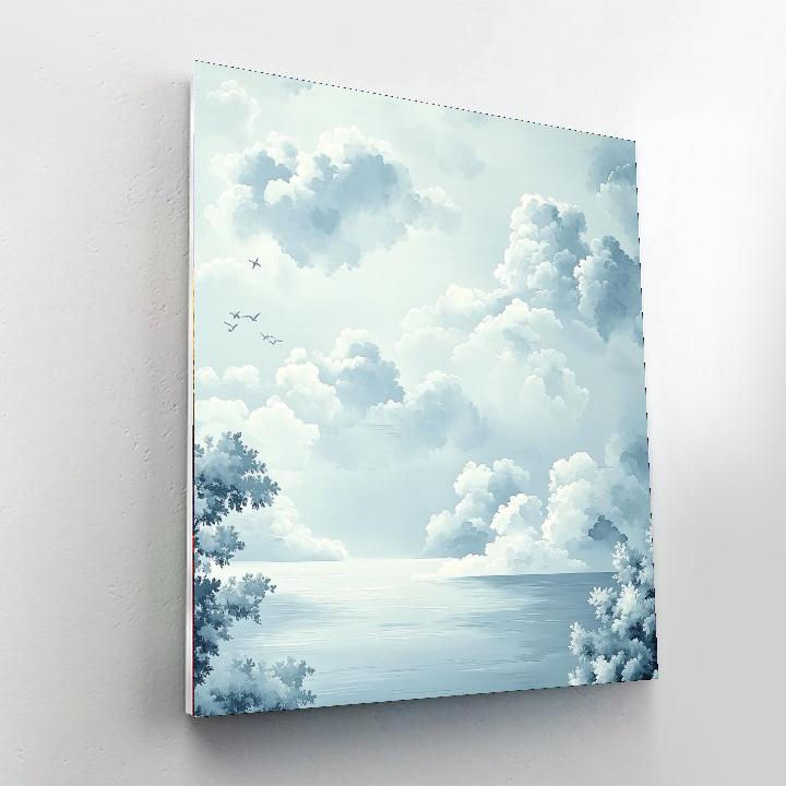 Zhao Mengfu Inspired Floating Clouds And Still Waters  Paint By Color