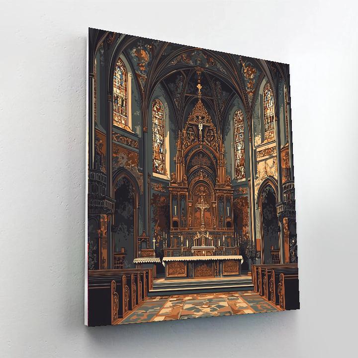 Dürer Inspired Ornate Gothic Chapel  Paint By Numbers