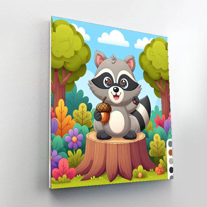Silly Raccoon Adventure Numbered Painting Kits
