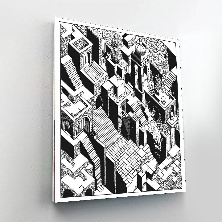 M.C. Escher Inspired Mathematical Illusions  Numbered Painting Kits