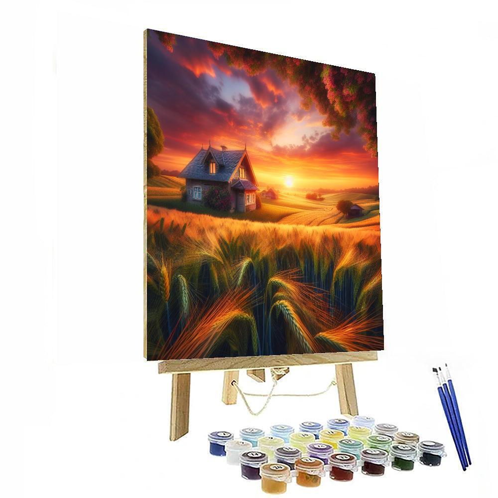 Rustic Farmhouse Sunset Paint By Numbers Art