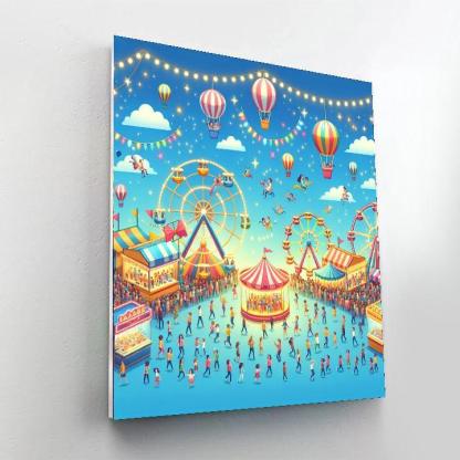 Playful Carnival Scene Paint By Numbers Art