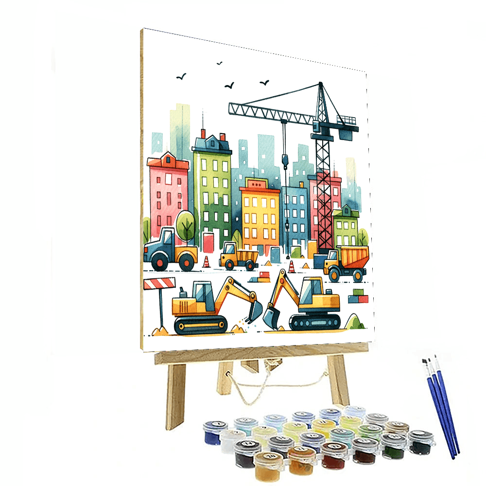 Busy Construction Site Paint By Color