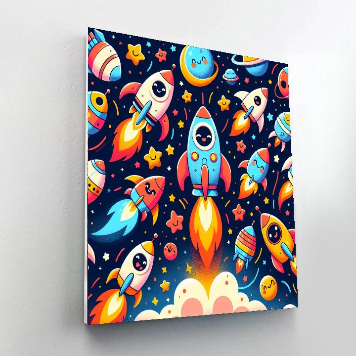 Space Race Rockets Paint By Numbers