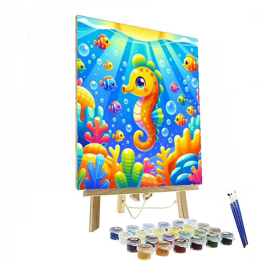 Silly Seahorse Dance Number Painting