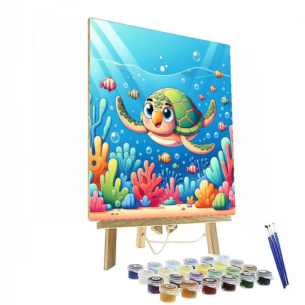 Sunny Sea Turtle Adventure Paint By Numbers Art