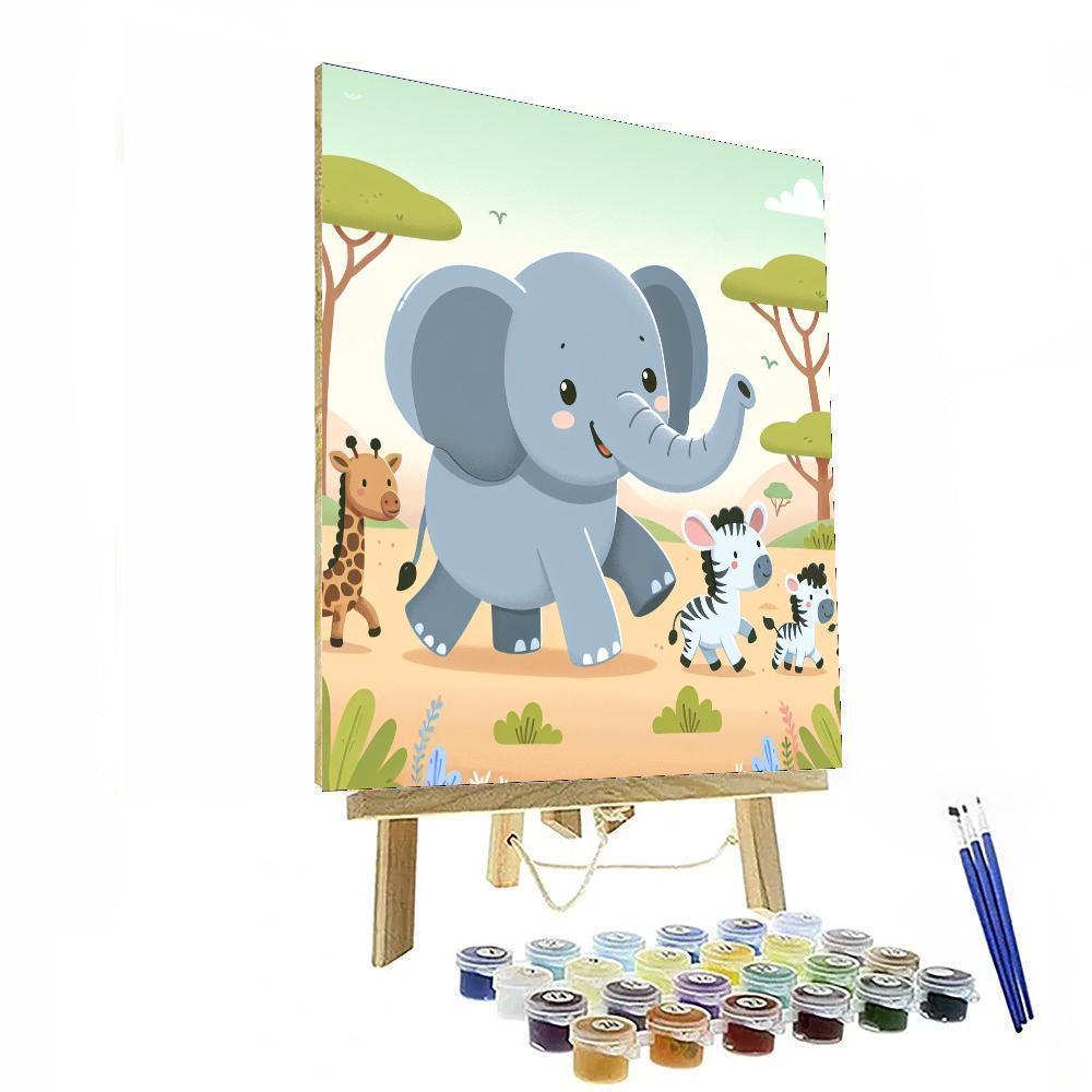 Energetic Elephant's Savanna Stomp Paint By Number