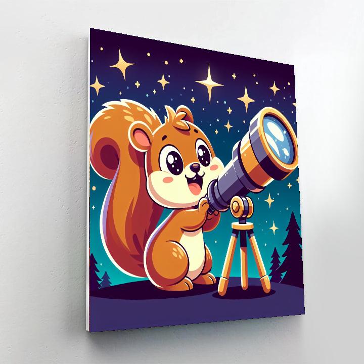 Stargazing Squirrel Paint By Numbers Art