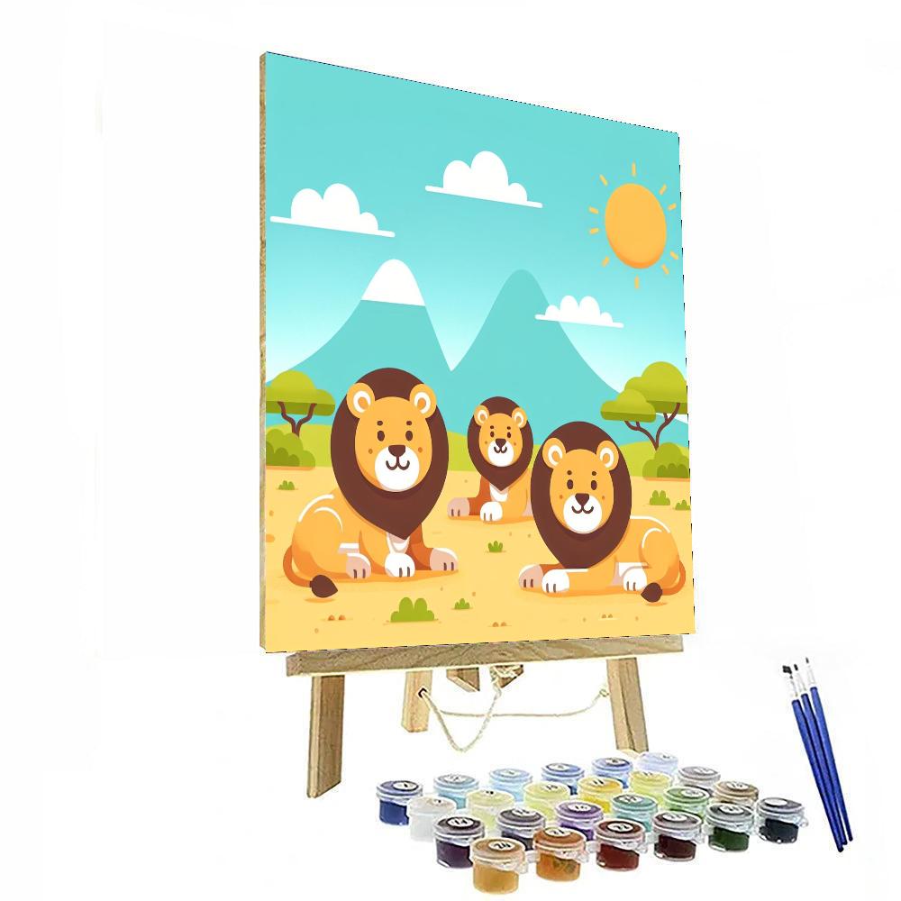 Royal Safari With Lions Painting Number Kit