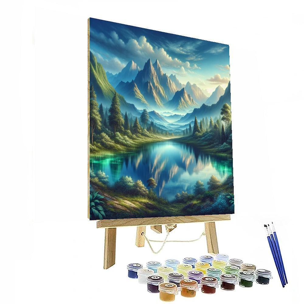 Tranquil Mountain Reflections Numbered Painting Kits