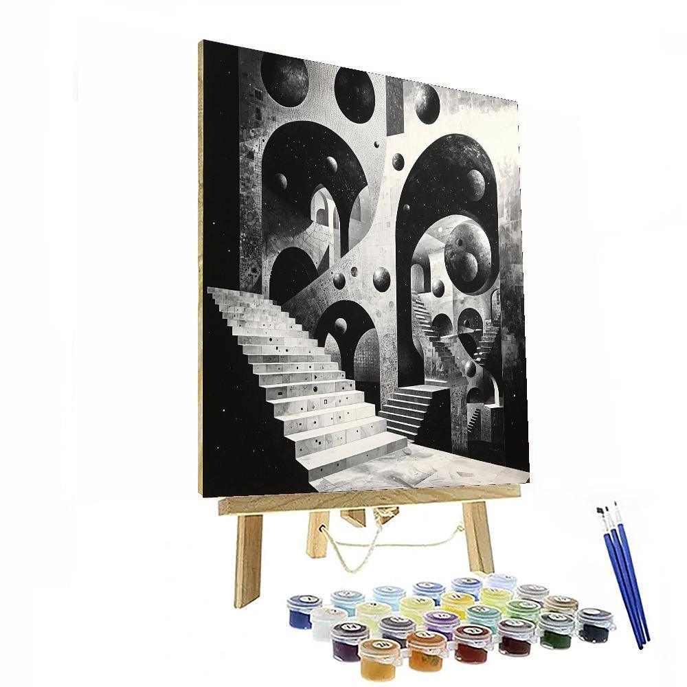 M.C. Escher Inspired Mathematical Voyage  Number Painting