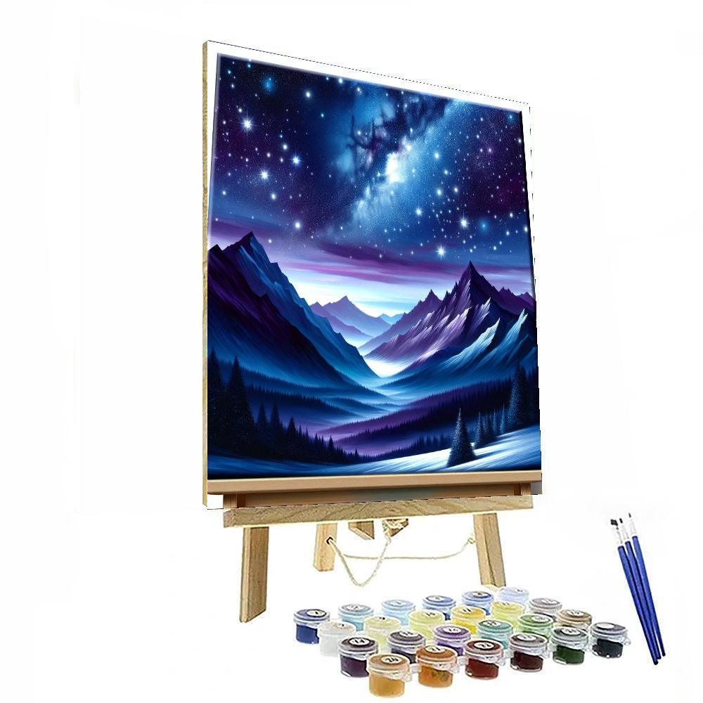 Starlit Sky Over The Mountains Paint By Color
