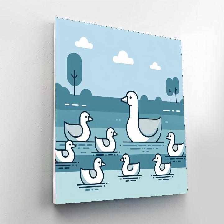 Gleeful Geese Gathering Number Painting