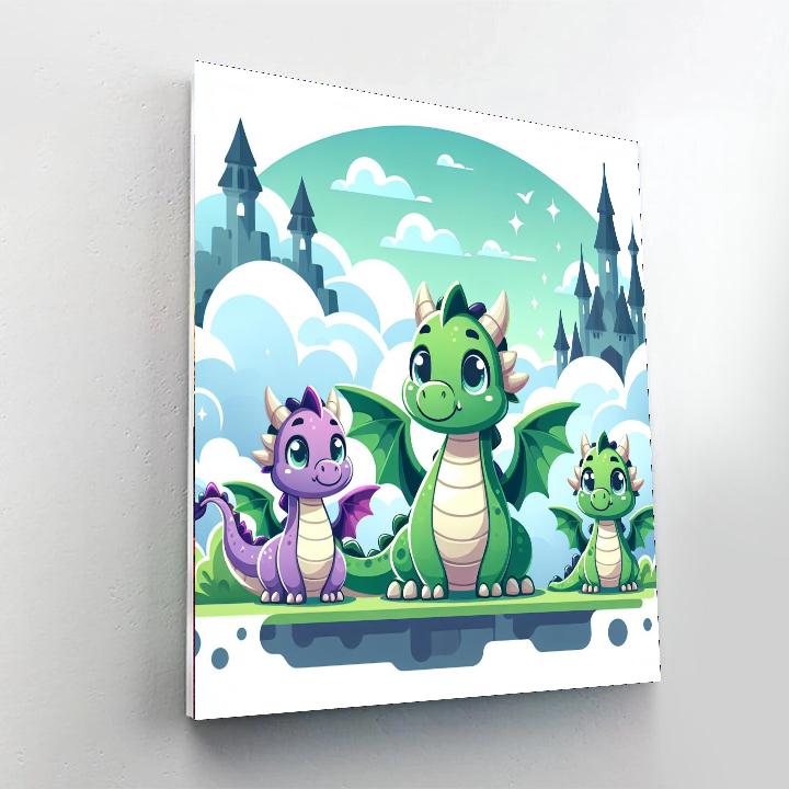 Charming Dragon Family Painting By Numbers Kit