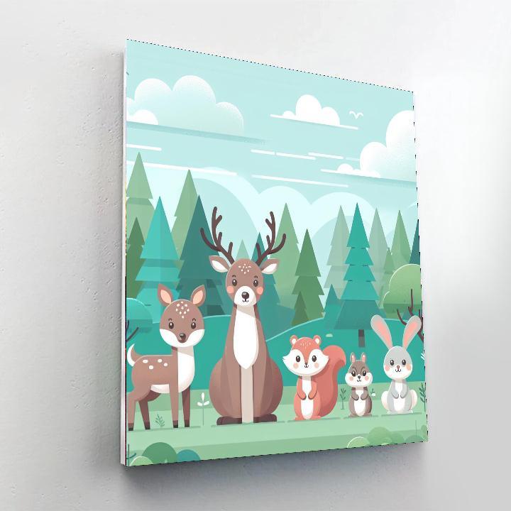 Forest Animals Gathering Paint By Numbers Kits