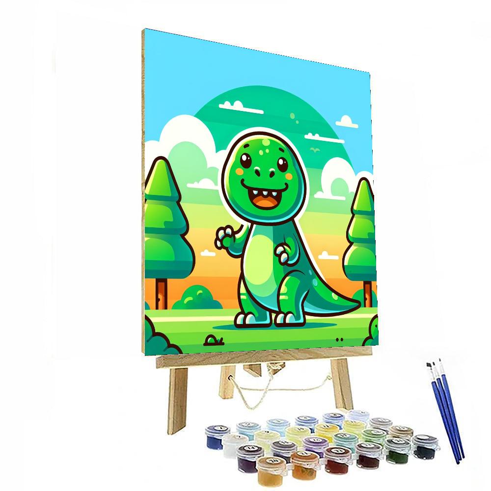 Cheerful T-rex Paint By Numbers