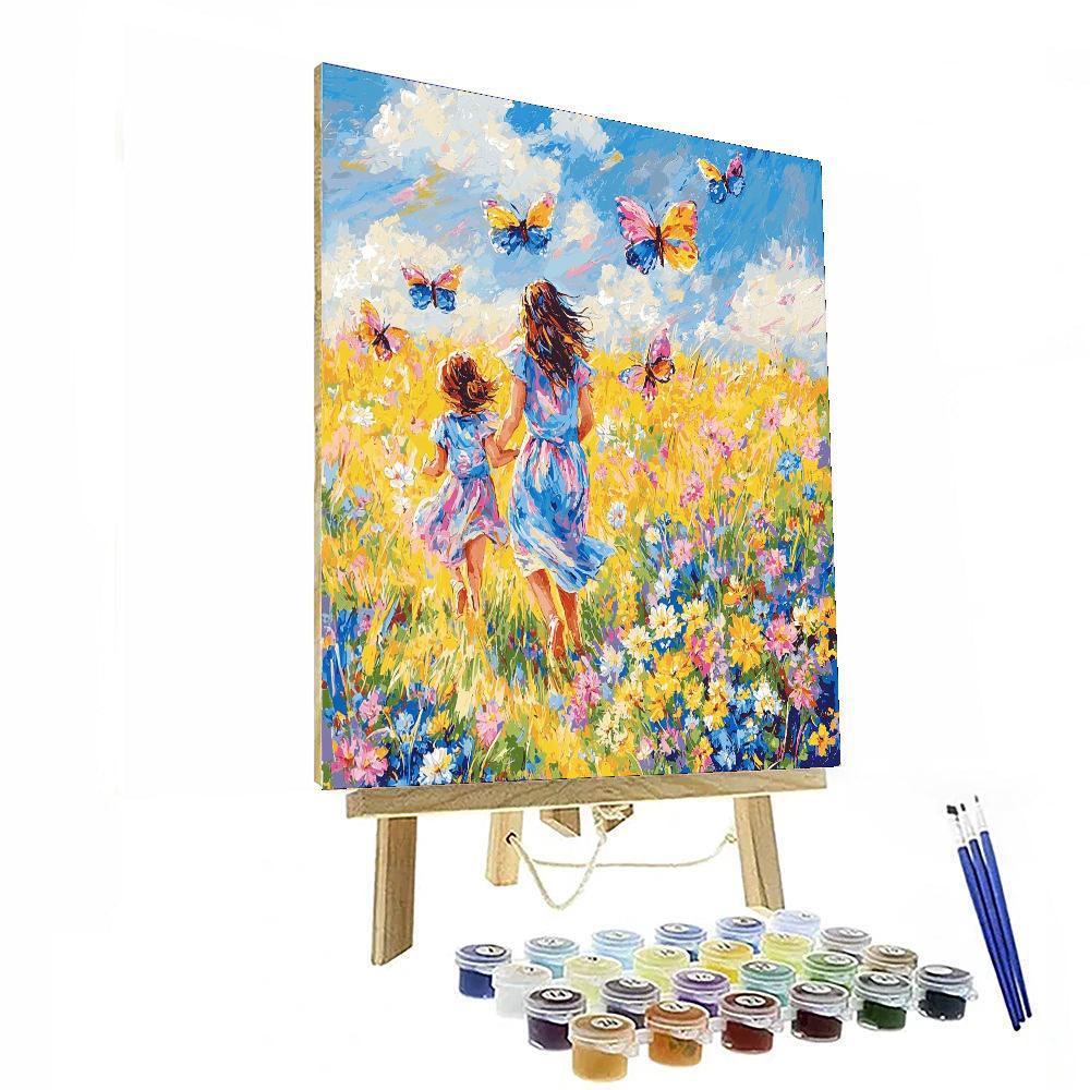 Chasing Butterflies With Mom Number Painting