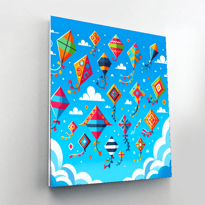 Cheerful Colorful Kites Painting Number Kit