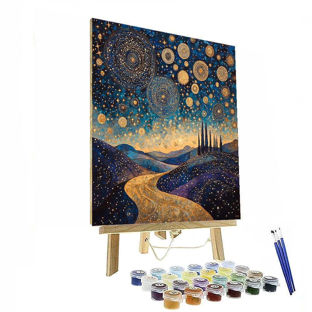 Gustav Klimt Inspired Serenade Of The Cosmos  Paint By Numbers Kits