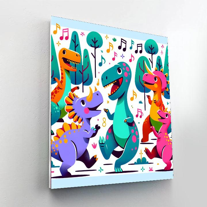 Joyful Dino Dance Party Painting By Numbers Kit