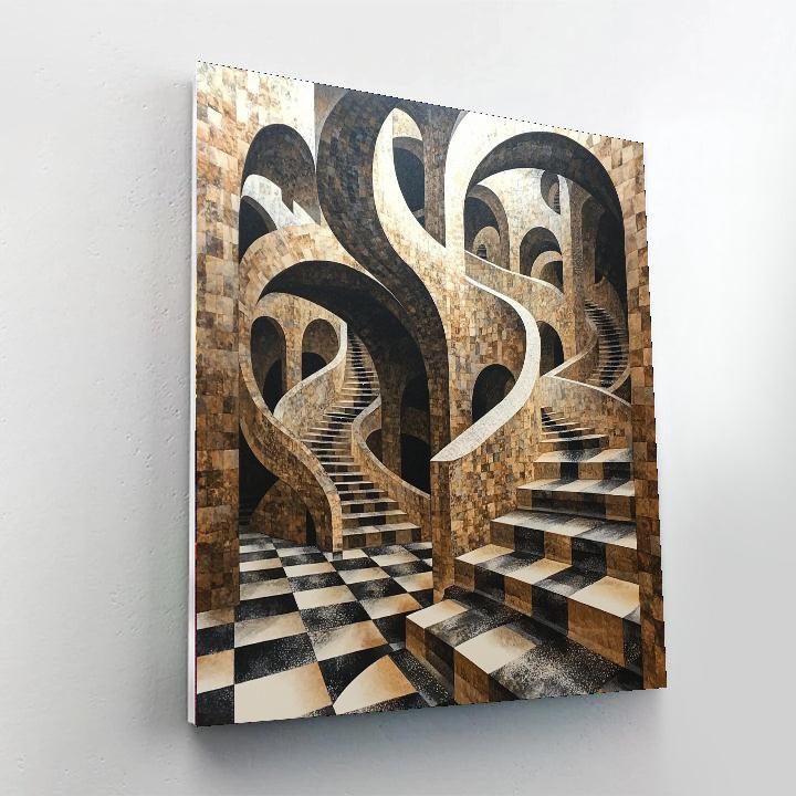 M.C. Escher Inspired Visual Paradox  Paint By Numbers