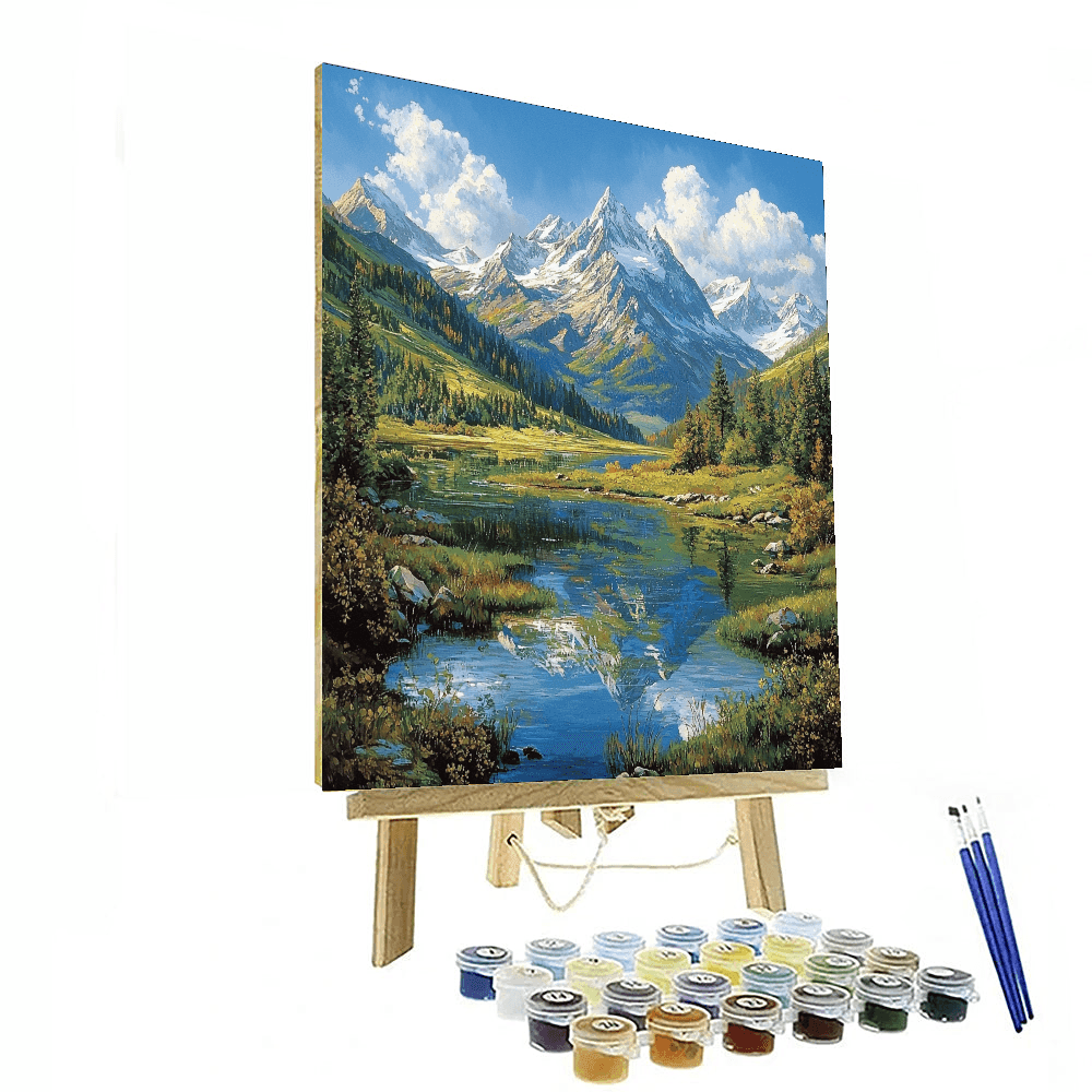 Albert Bierstadt Inspired Misty Mountain Peaks  Paint By Color