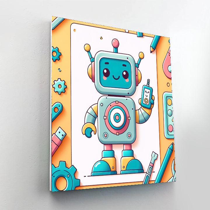 Cute Robot Buddy Paint By Color