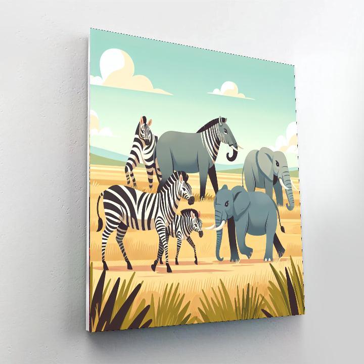 Savanna Wildlife Trek Number Painting