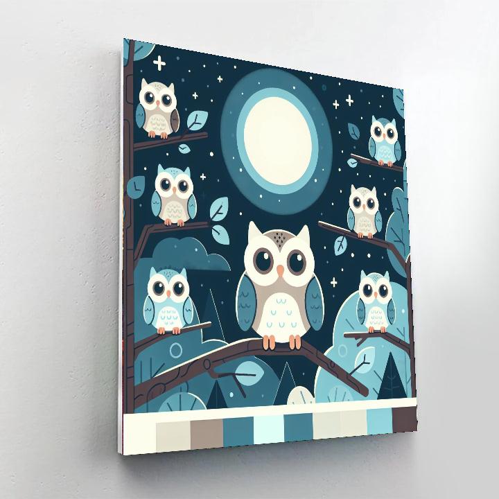 Moonlit Owl Watching Paint By Numbers Art