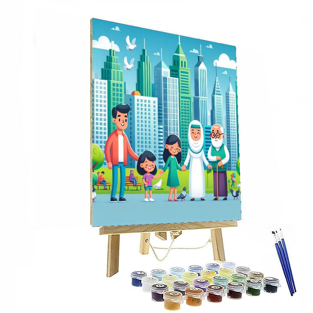 Friendly City Skyline Paint By Numbers Art