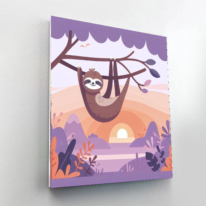 Sunset Sloth Serenity Number Painting