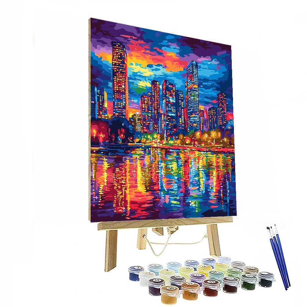 Roy Lichtenstein Inspired Vibrant Citylights  Paint By Numbers Kits